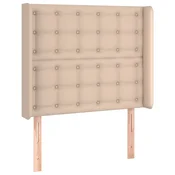 Vidaxl Vzglavje z ušesi kapučino 93x16x118/128 cm umetno usnje