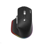 ACER brezžična miška Easy Fit Mouse, ergonomska, 4000 dpi, 6 gumbov, RGB, doseg 10 m, USB-C, BT, črna