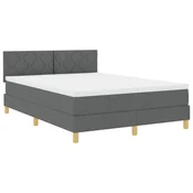 Vidaxl LED Box Spring Postelja Temno siva 160 x 200 cm blago