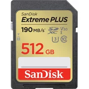 SanDisk SDXC kartica 512 GB Extreme PLUS (R 190 MB/s W130 MB/s Klasa 10, UHS-I U3 V30)