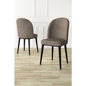 Hanah Home set trpezarijskih stolica Aste 8 kom, kapucino tkanina Babyface, crne metalne noge