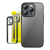Baseus Glitter Transparent Case and Tempered Glass set za iPhone 14 Pro Max (crna)