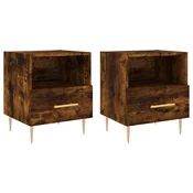 Vidaxl Nočna omarica 2 kosa dimljen hrast 40x35x47,5 cm inženirski les