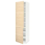 METOD Visoki element s policama/2 vrata, bela/Askersund im. svetlog jasena, 60x60x220 cm