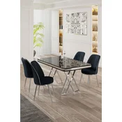 Hanah Home Set Trpezarijski sto i 4 stolice, Teget-crni