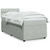 vidaXL vidaXL Box spring postelja z vzmetnico svetlo siva 90x200 cm žamet, (21306644)