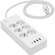 Amazon Amazon Basics prenapetostna zaščita, 6 vtičnic, 1x USB-C (20W), 3x USB-A (12W), 1.5m