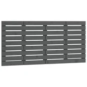 Vidaxl Stensko posteljno vzglavje sivo 146x3x63 cm trdna borovina