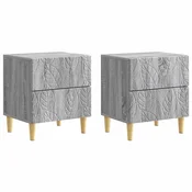 vidaXL Nočna omarica 2 pcs Siva Sonoma 43 x 34,5 x 48 cm