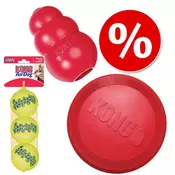 KONG igralni set: pasji frizbi, KONG Classic, teniške žogice - Small (frizbi, Classic, teniške žogice 3 delni paket)