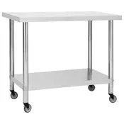 Vidaxl vidaXL Kuhinjska delovna miza na kolesih 80x60x85 cm nerjaveče jeklo