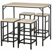 Homestar Set barskog stola 5 dijelova s stolom i 4 stolice 100x60x88 cm crni