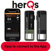 HerQs HerQs - Double Max - Termometer za žar - Kuhinjski termometer, žar, digitalni, temperatura jedra, termometer za meso, Bluetooth, aplikacija, brezžični, (20939184)