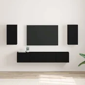 vidaXL TV stenska omara 2 pcs Črna 30 x 31 x 60 cm Konstruiran les