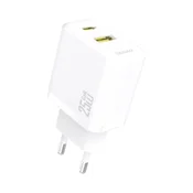 DUDAO A26T GaN polnilnik USB/USB-C 25W, bela