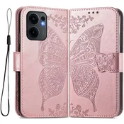 GS Preklopni ovitek za Oppo Reno 13F / Oppo Reno 13FS, metulj, roza zlata