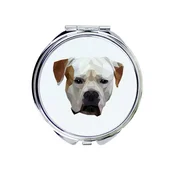 Ameriški buldog - ogledalo s fotografijo in geometrijskim napisom