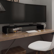 vidaXL Stojalo za TV/Računalniški Zaslon Črno Steklo 110x30x13 cm