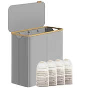 Songmics Košara za perilo 3 predelki 78x385x705 cm siva