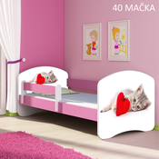 Dječji krevet ACMA s motivom, bočna roza 180x80 cm 40-macka
