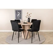 Venture Design Jedilna miza in stol komplet Bianca okrogla miza 110 cm bela in stoli Windu Lyx črni