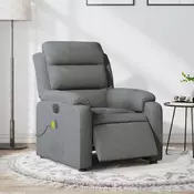 Vidaxl vidaXL Električni masažni stol z naslonjalom, temno siv, blago