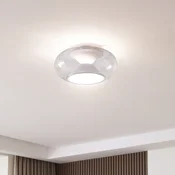 Stropna svetilka Lucande LED Orasa, steklo, bela/čista, O 43 cm - Dnevna soba/jedilnica - Sodobni - bela, prozorna