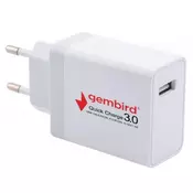 NPA-AC36 Gembird QC3.0 brzi punjac +Type C USB kabl,18W 3.6-6.5V/3A, 6.5V-9V/2A, 9V-12V/1.5A