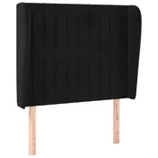 Vidaxl Vzglavje z ušesi črno 83x23x118/128 cm žamet