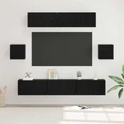 Set TV komoda Zidne 7 pcs Crni hrast Konstruirano drvo