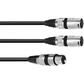 Omnitronic Omnitronic 30225206 XLR adapterski kabel [1x XLR vtičnica 3-polna - 2x XLR vtič 3-polni] 3.00 m črna, (20428012)