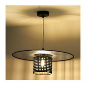 Duolla - Luster na sajli TOKYO RATTAN 1xE27/15W/230V, precnik 50 cm, crna/srebrna