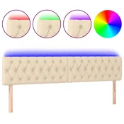 Vidaxl LED posteljno vzglavje krem 200x7x78/88 cm blago