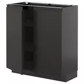 METOD Podni element s policama/2 vrata, Crnosiva/Upplöv boja antracita, mat, 80x37 cm