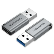Vention USB 3.0 moški na USB-C ženski adapter, aluminij, siv