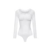 cfab Oblikovanje postave Lace Bodysuit Sculpting Shapewear Longsleeve mit String bela
