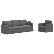 Vidaxl Kavčna garnitura 2 szt. Temno siva 228 x 78 x 80 cm Žamet