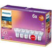 Philips Paket 6 LED GU10 50 W WarmGlow z možnostjo zatemnitve