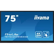 iiyama TE7512MIS-B3AG 75 Anti-Glare IPS Panel Interactive Display with 40 Points Touch, 3840x2160 Resolution, 8ms Response Time, 400cd/m2 Brightness