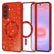 TPU gel ovitek Techsuit Luxury Glitter MagSafe za Samsung Galaxy A37 - red