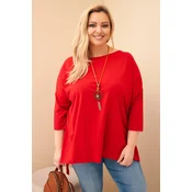 Plus size asimetrična bluza z ogrlico