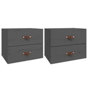 Vidaxl Stenska nočna omarica 2 kosa siva 50x36x40 cm