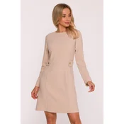 Stylove Womans A-line mini dress with long sleeves - beige