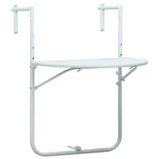 Vidaxl Viseča balkonska mizica bela 60x64x83,5cm plastika videz ratana