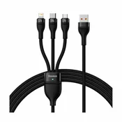 BASEUS USB kabel 3u1 Flash serija USB-C mikro USB Lightning 100W CASS030001 1.2m crni