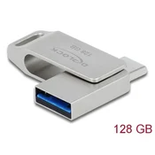 DeLOCK USB ključek 5Gbps, USB-C + Type-A, 128GB, kovinski, srebrn