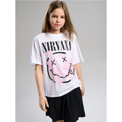 Sinsay - Pamučna oversize majica s printom Nirvana - belo