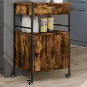 Vidaxl vidaXL Kuhinjski voziček dimljen hrast 56x43x89,5 cm