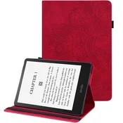 GS Ovitek za Amazon Kindle Paperwhite 5 (2021), z vzorcem rože, rdeč