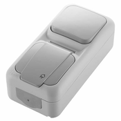 Panasonic Stikalo enojno + schuko vtičnica PALMIYE nadometno vertikalno IP54 sivo